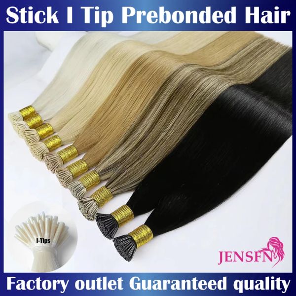 Extensions JENSFN Extensions de cheveux droits I Tip 1g/brin 16 