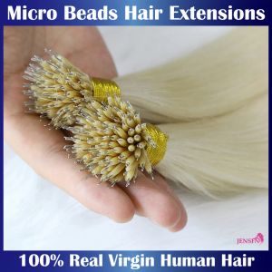 Extensions JENSFN Extensions de cheveux droits micro perles vierges de haute qualité 1g/brin 1226 pouces 613 couleur Nano anneaux Extension de cheveux humains