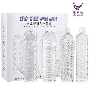 Extensions Jiyu Crystal Wolf -tanden bedekken vergroten en dikker de Penis Lengns Heren vertragingen paars geslachtsgemeenschap B8CX