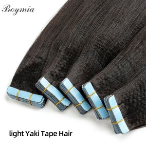 Extensies Lichte Yaki Rechte Tape Ins Extensions van echt haar Braziliaanse bundels van echt haar Huidinslag Onzichtbare tape Yaki Hair Extensions