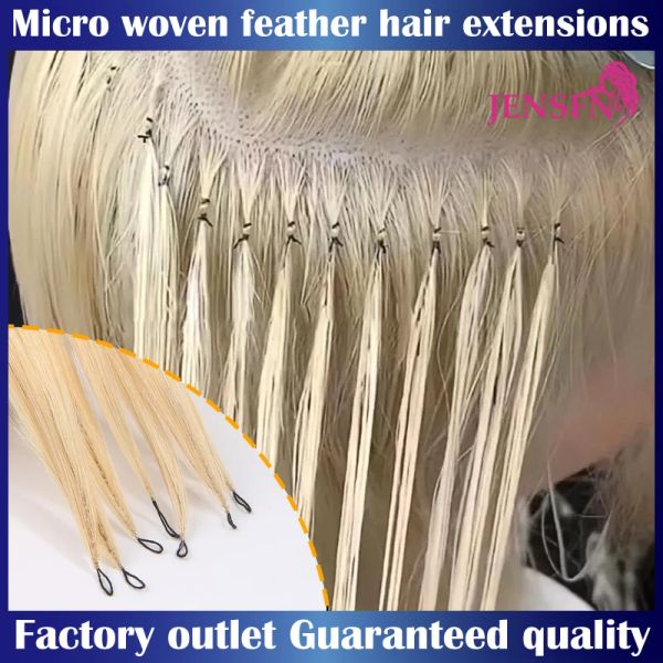 Extensions Micro Feather Nouvelles extensions de cheveux 100% cheveux humains raides tricotés à la main 16 