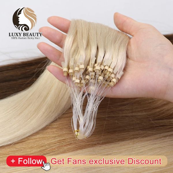 Extensiones Micro Loop Hair Extensions Hair Natural Micro Bead Hair 1G/PC Non Remy Black Brown Blonde Micro Links Cabello humano 1224 pulgadas