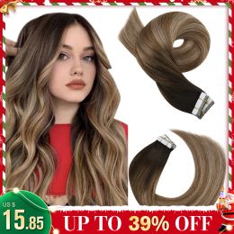 Extensiones Correo moroso en extensiones Extensiones de cabello humano Balayage Ombre Brown Raued Tape in Hair Extensions Hair Human Human Brazilian