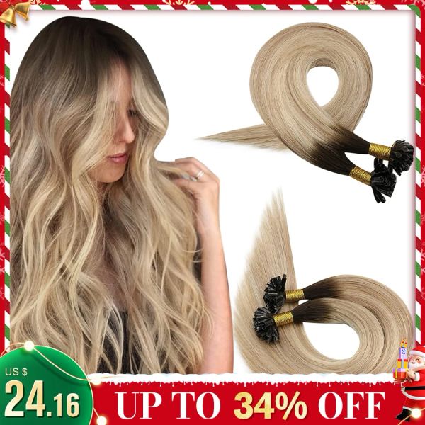 Extensions Moresoo U Tip Extensions de cheveux 50G vrais cheveux Remy blonds pointes d'ongles 100% vrais cheveux humains 50G Extensions de cheveux brésiliens pour femmes