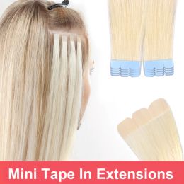 Extensions MRS HAIR Mini Tape in Hair Extensions Human Hair Natural Hair Extentions Blonde 3x0.8cm Tape Weft Tape Ins 10pcs/pack Add Volume