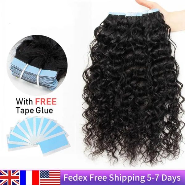 Extensions MRSHAIR Bande de vague d'eau dans les extensions de cheveux cuticule Remy cheveux humains bande de trame de peau bouclée sur les postiches 1B 20 pcs/paquet 1226 pouces