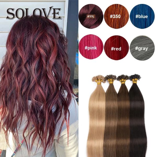 Extensions Nail U Tip Extensions de cheveux raides cheveux humains fabriqués à la Machine brésilien Remy kératine Fusion cheveux 0.8 g/pièce Ombre couleur naturelle