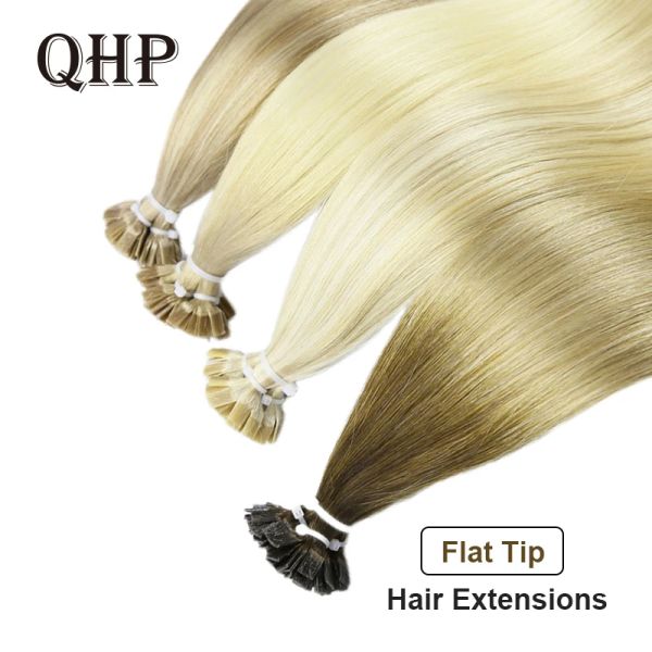 Extensiones Natural Originales Extensiones de cabello humano Cápsulas de queratina de punta plana recta para el cabello 0.8g/1g/hilo 50 piezas de color de cabello coloreado