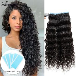 Extensions Bande de vague d'eau naturelle dans les extensions de cheveux humains pour les femmes 12 "26" Remy bouclés humides et ondulés Remy Curl cheveux paquets 20 pièces