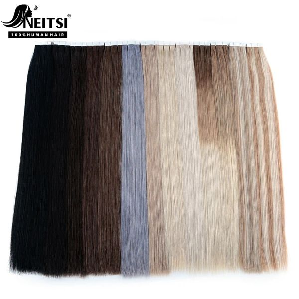 Extensions Neitsi Extensions de cheveux naturels doubles dessinés Remy bande de cuticule dans les cheveux humains 16 