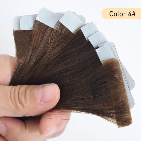 Extensions Neitsi Extensions de cheveux à bande invisible attachées à la main dans les extensions de cheveux humains - Extensions de cheveux naturels lisses - 20 pièces