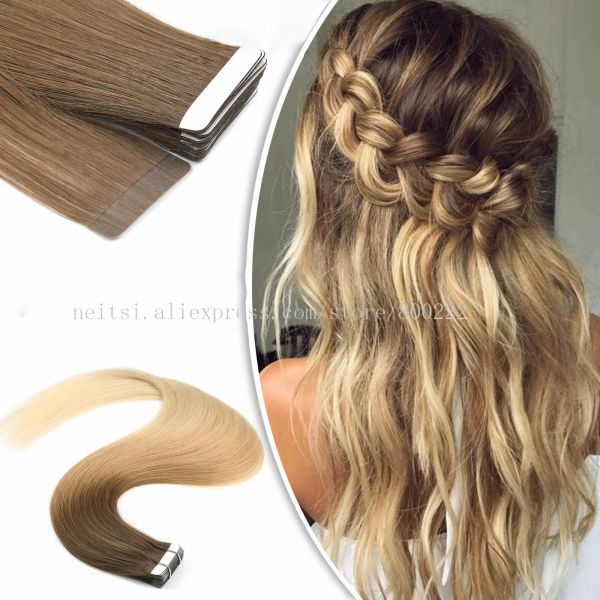 Extensions Neitsi Tape In Human Hair Extensions de cheveux adhésifs naturels droits 12 