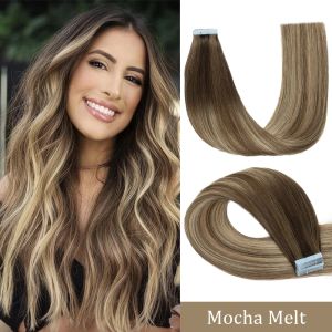 Extensions Nouvellement 24 ''de Long ruban d'extension de cheveux humains Ins naturel vrais cheveux humains Blonde Remy magnifique sans couture peau trame adhésif postiche