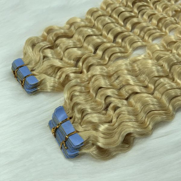 Extensiones nnhair 18 pulgadas 100% extensiones de cabello humano cinta adhesiva en remy rizos paquetes de cabello para mujeres 40g