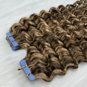 Extensions NNHAIR cheveux bouclés 100% Extensions de cheveux humains bande Invisible dans les Extensions de cheveux Remy cheveux 18 