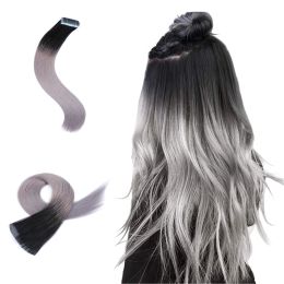 Extensiones Ombre Rubio Ceniza Cinta Natural En Extensiones De Cabello Humano Extensiones De Cabello Trama De Piel Adhesivo Invisible Real Recto Para Mujeres Negras