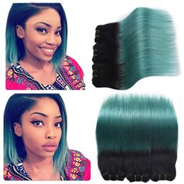 Extensions Ombre Brésilien Vierge Cheveux 3Pcs Cheveux Humains Ombre Extensions 1B Sarcelle Vert Cheveux Armure Deux Tons Corps Vague Faisceaux 300G Lot