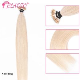 Extensies PLADIO Recht Nano Ring Hair Extensions Natuurlijk menselijk haar Extensions Braziliaans remy-haar 1 g/stk Fusion Ombre Blond 50 stuks