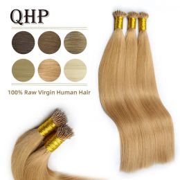 Extensiones QHP Nano Ring Extensiones de cabello 100% cabello humano virgen sin procesar Stick cabello liso preconsolidado 50 piezas 1 g/pc