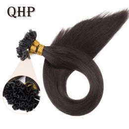 Extensions QHP droit humain Fusion cheveux ongles U pointe Machine faite Remy Extensions de cheveux humains 0.8 g/pcs MutiColor