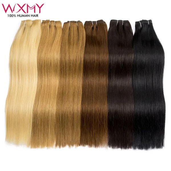 Extensions Remy Extensions de cheveux humains pince dans les cheveux raides pleine tête 8 pièces/ensemble WXMY vraie Extension de cheveux humains 1224 pouces livraison gratuite