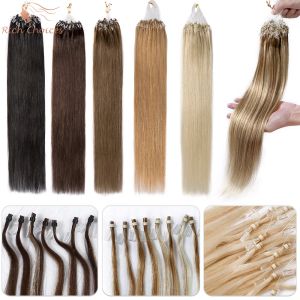 Extensions Choices riches 100Strnads Micro Loop Hair Extensions Straitement Human Micro Link Micro Perle Extensions de cheveux pour les femmes