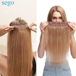 Extensions SEGO 10 "24" pince à cheveux humains en une seule pièce Extension de cheveux brun ombré 5 clips en postiche droite cheveux fins naturels 40g60g
