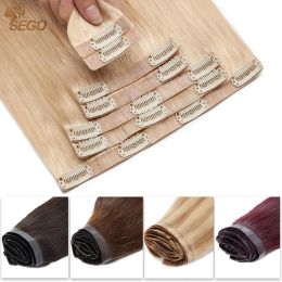 Extensions SEGO 115g pince sans couture dans les Extensions de cheveux 7 pièces/ensemble cheveux humains blonds Invisible trame de peau PU postiches naturelles pleine tête