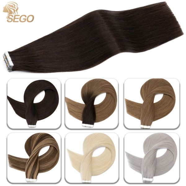 Extensions SEGO 2.5G/PC bande dans les Extensions de cheveux cheveux humains 50 g/paquet naturel droit sans couture Double face bande cheveux pour les femmes bonne densité