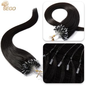 Extensions Sego Micro Ring Hair Extensions Micro Beads Human Hair Pre Bonded Cold Fusion I Tip Hairpiece for Women 50G 100 STRANDS