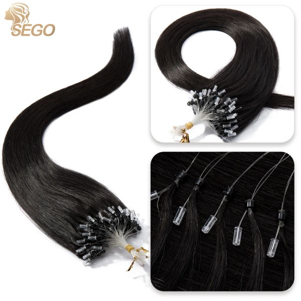 Extensions SEGO Micro anneau Extensions de cheveux micro perles cheveux humains pré-collés fusion à froid je pointe postiche pour les femmes 50g 100 brins