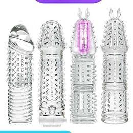 Extensions Silicone Réutilisable Temporisation Cristal Pénis Anneaux Mâle Extension Manches Cock Adult Sex Toys pour Hommes 4 Types Z79F