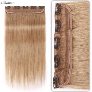 Extensiones Extensiones de cabello con clip Snoilite Cabello humano 5 clips Postizo 1424 pulgadas 75105 g Extensión natural Pinza de cabello Cabello grueso Rubio