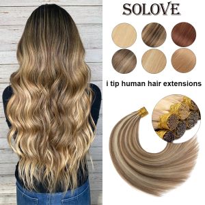 Extensies SoIove I Tip Echt menselijk haarverlenging Brazilian Remy Hair Extensions Natuurlijk recht Menselijk keratinefusiehaar 0,8 g 1 g/streng