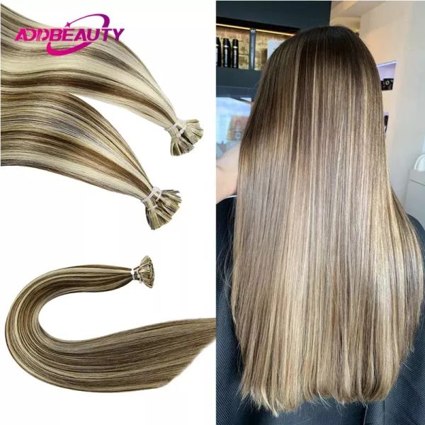 Extensions Extensions de cheveux droites à pointe plate Capsules de kératine 100% cheveux humains Remy Extensions de cheveux de fusion naturelle 1 g/pièce 0.8 g/pièce 50 pièces/ensemble