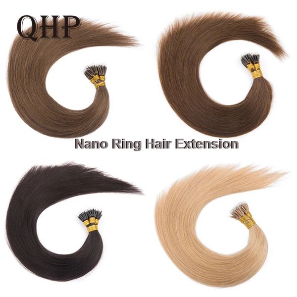 Extensions Nano Rings Machine d'extension de cheveux humains Remy Micro Perles Anneaux Hair Extensions 0,8 g / 1 g / Strand 1226 pouces Couleur naturelle