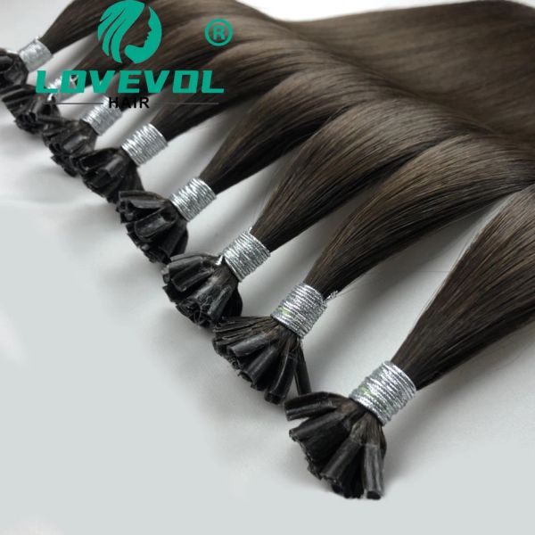 Extensiones Extensiones de cabello humano con punta en U recta, queratina, punta de uña, extensión de cabello Remy, fusión caliente, cabello italiano, cápsulas de uñas preadheridas 1226