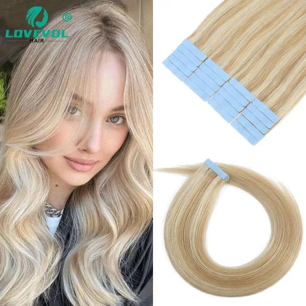 Extensions Sweet Ruban dans les cheveux Extensions Natural Human Human Europe Europe 100% Remy Hair Tape ins Balayage Blonde Hair for Women's Meuf Hair