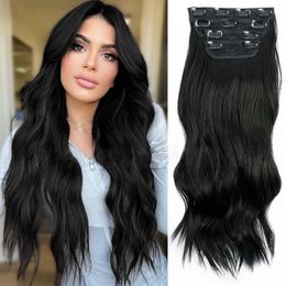 Extensies Synthetisch haar Clip-in hairextensions Body Wave-mechanisme Clips op 1B # 99J P85/613 # 6A # NQKC