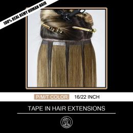 Extensions Bande dans les extensions de cheveux cheveux humains 100% réel Remy Extension de cheveux humains Balayage faits saillants couleur 2.0 g/pièce 16 18 20 22 pouces
