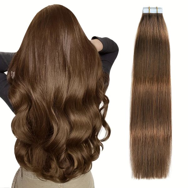 Extensiones Celeba en el cabello Extensiones Cabello humano #4 Marrón de chocolate Remy Cabello humano Cape de piel sin costura en extensiones de cabello humano