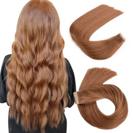 Extensions de cheveux naturels Remy 100% vrais cheveux, trame cutanée Invisible sans couture, lisses, couleur marron 10A, 1424 pouces