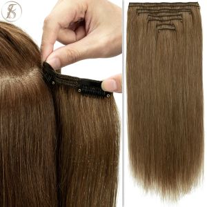 Extensions TESS 110g170g Dik Menselijk Haar Clip In Extensions 8 stks/set Steil Natuurlijk haar Volledig Hoofd Haarstukje Hoogtepunt Bruin Blond