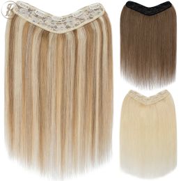 Extensions TESS Postiche en forme de V 75g 22 pouces Clip dans les Extensions de cheveux humains pince à cheveux 3/4 pleine tête droite Blonde Extensions de cheveux naturels