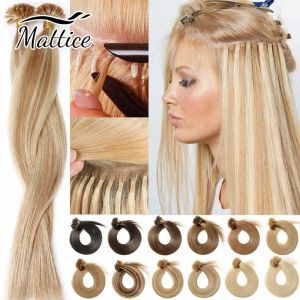 Extensions Extensions de cheveux humains U Tip Extension de cheveux Remy Fusion colle à la kératine Capsule de liaison d'ongle Extensions de cheveux humains droits naturels