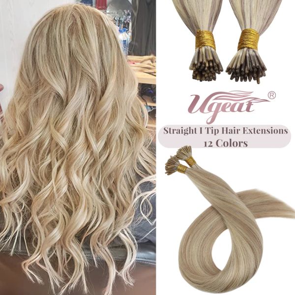 Extensions Ugeat I Tip Extensions de cheveux cheveux pré-collés Remy Fusion cheveux 1424 pouces 40g/80g pointe de bâton droit cheveux humains