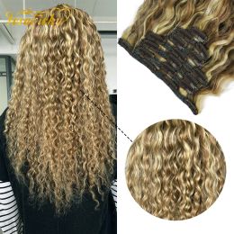 Extensions Veravicky 200G/10 pièces ensemble couleur piano naturel bouclés pince dans les Extensions de cheveux fabriqués à la Machine de vrais cheveux humains pleine tête Clip Ins