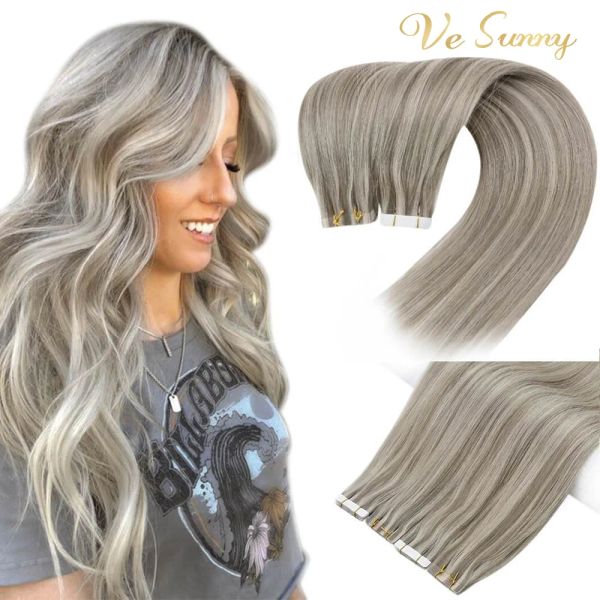 Extensions VeSunny ruban sans couture dans les Extensions de cheveux Remy qualité Salon colle de trame de peau Invisible sur cheveux vierges 2.5 g/pièces # P19a/60