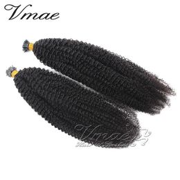 Extensies VMAE Cuticle Aligned Indian Raw Virgin Pre Bonded Human Hair Keratine Stick Prebonded U TIP Afro Kinky Curly I Tip Extensions