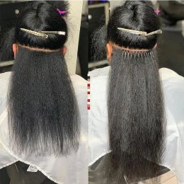 Extensiones Yaki Pre Bonded Keratin Nail I Tip Extensiones de cabello humano 1030 pulgadas Brasileño Remy Kinky Straight Fusion Hair para mujeres negras